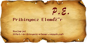 Pribinyecz Elemér névjegykártya