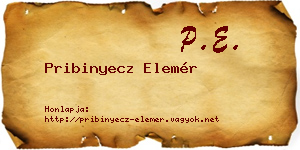 Pribinyecz Elemér névjegykártya